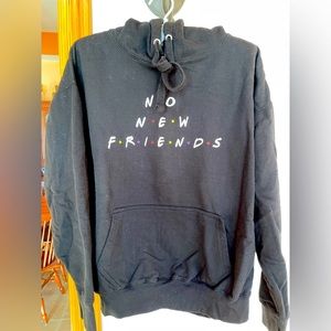 🟢 “No New Friends” black hoodie, Size XL